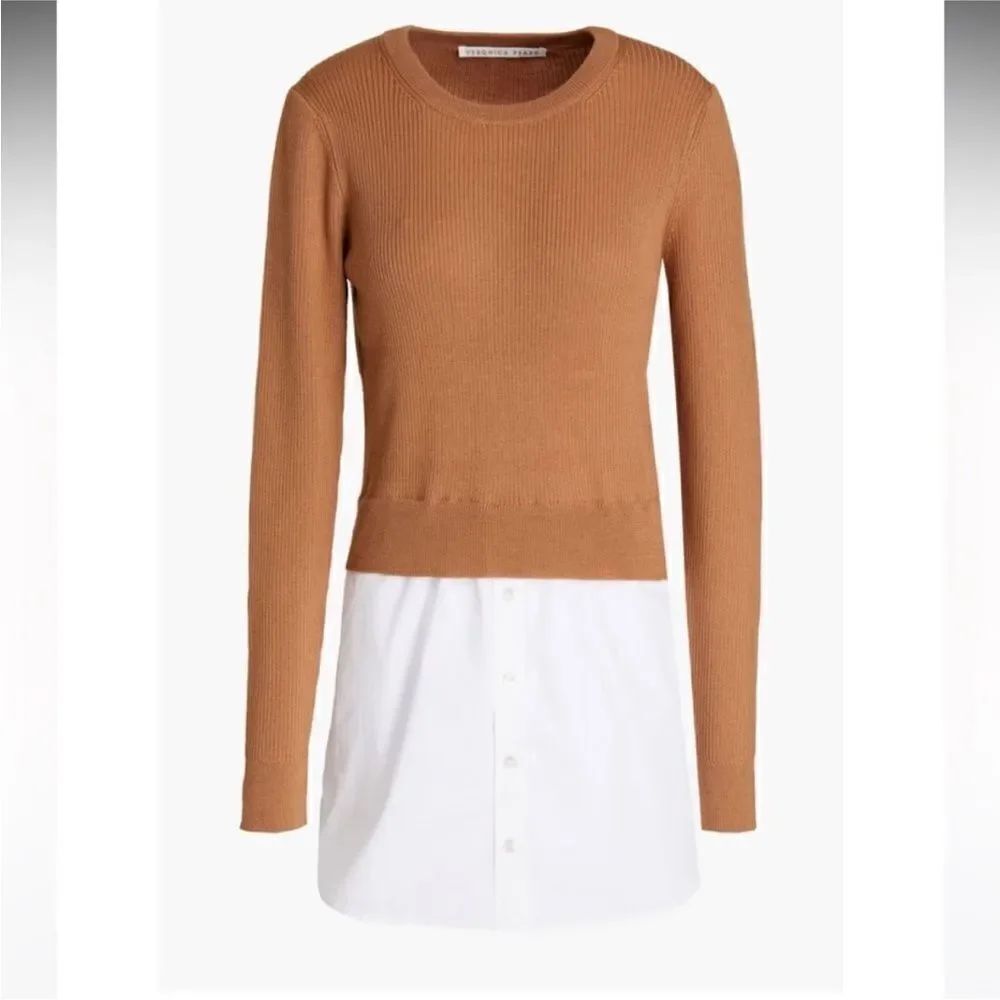 Veronica Beard Chic Tan and White Layered Sweater , XS